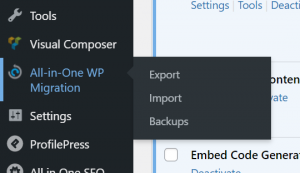 Take the current backup of the WordPress website
