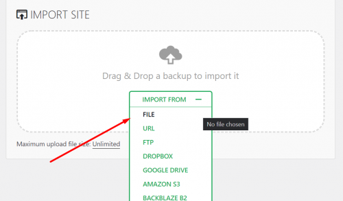 Uploading the backup